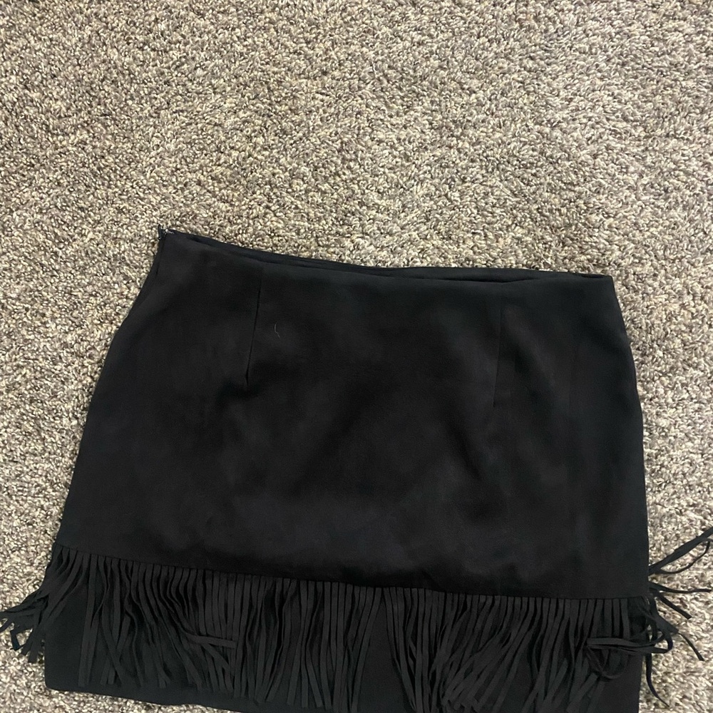 HYFVE Black Mini Skirt with Fringe